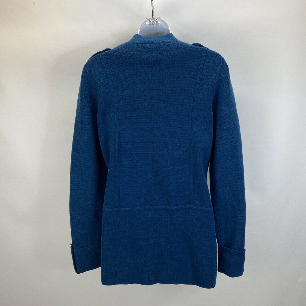 Chicos Blue Button Front Knit Jacket - Picture 3 of 5